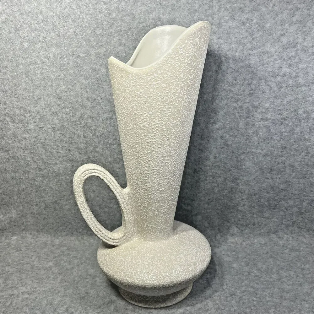 Vintage Mid Century Modern‎ 14” China Craft USA White Splatter Ware Vase C-414